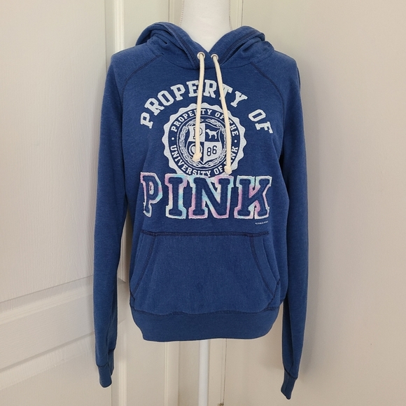 PINK Victoria's Secret Tops - PINK Victoria's Secret Blue Hoodie